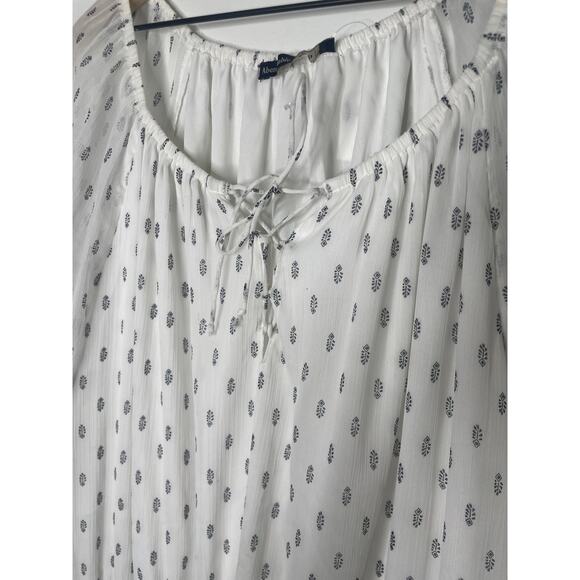 NWT Abercrombie & Fitch White Chiffon Peasant Dress XL Lace Up Long Sleeve - Picture 7 of 13